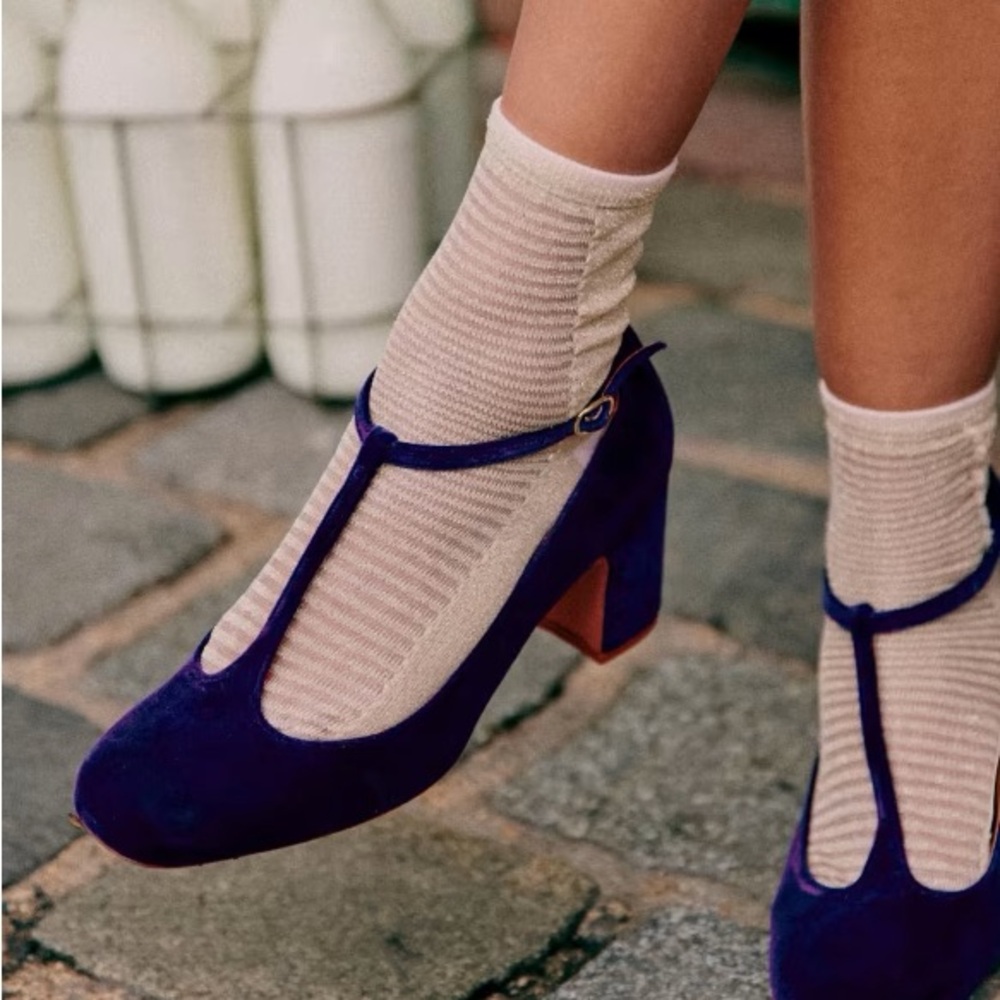 Sezane RARE Velvet Marcie heels Sz8